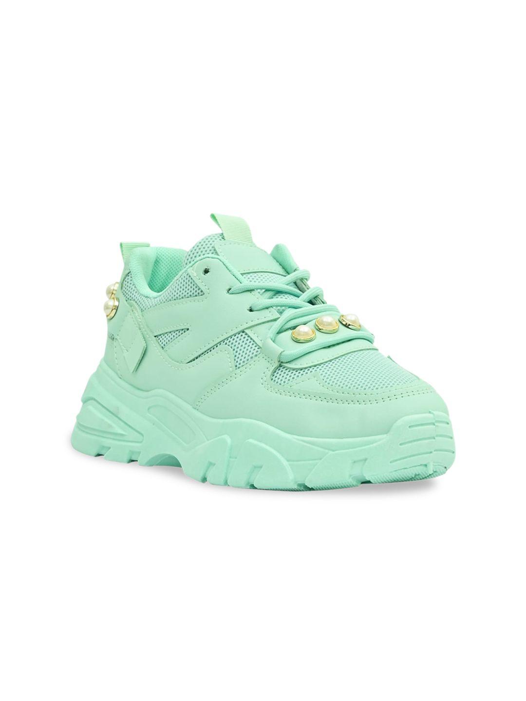 jove women sea green woven design sneakers