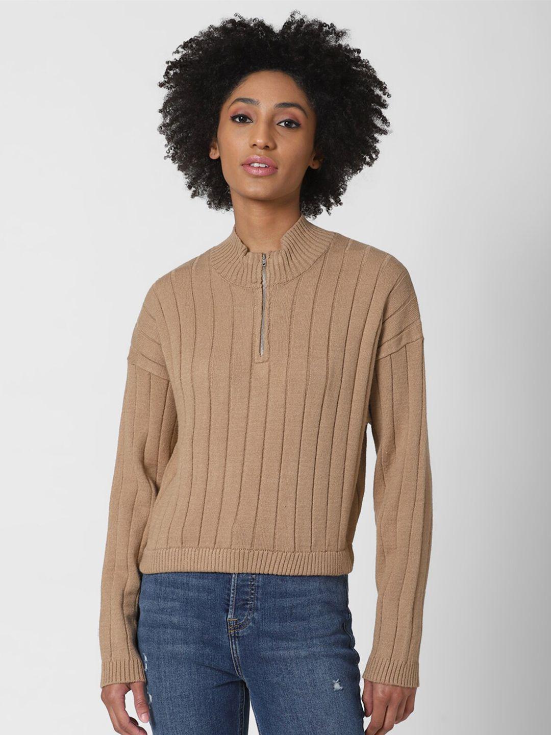 forever 21 woman brown ribbed pullover