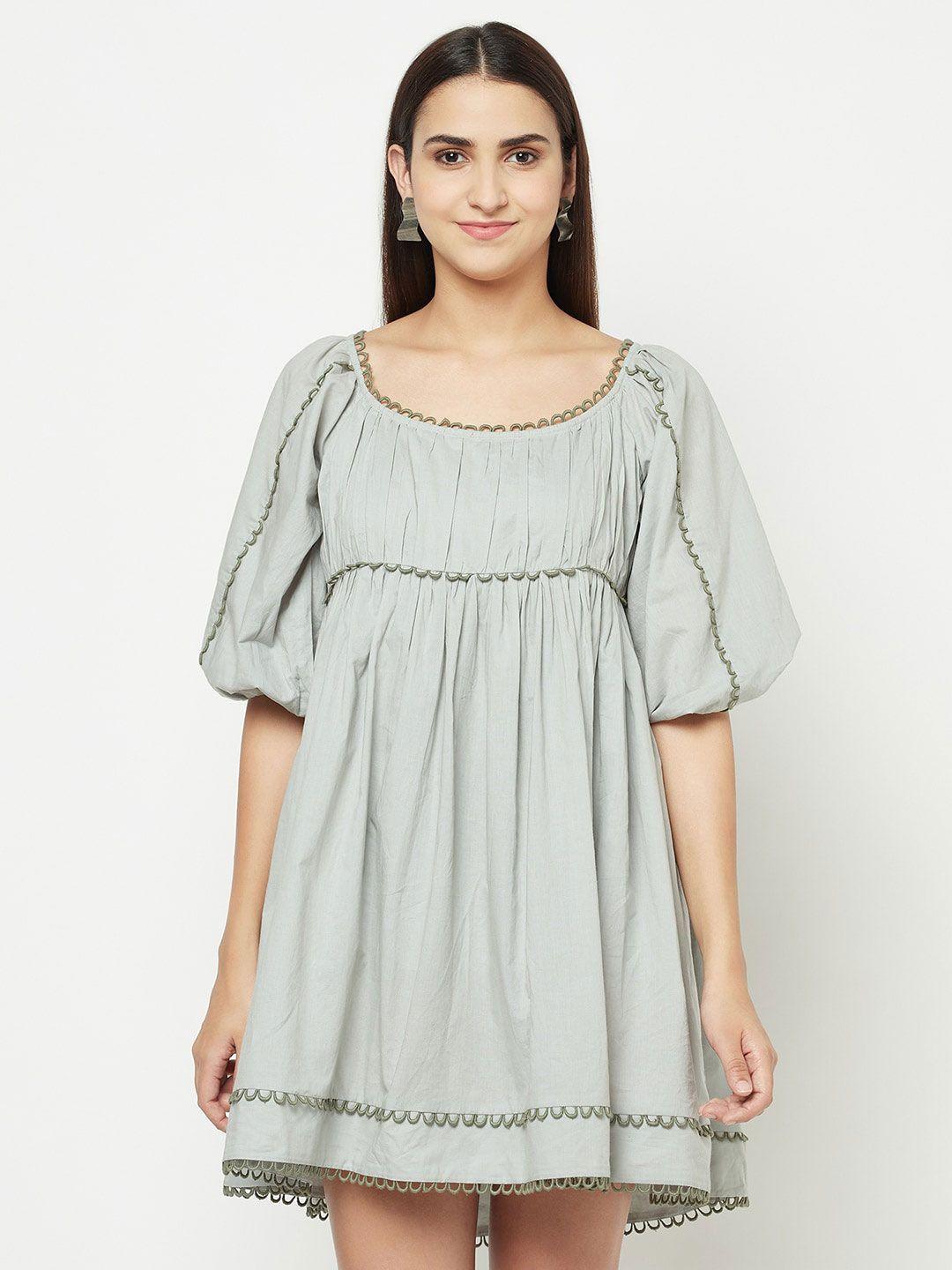 blanc9 grey empire cotton dress