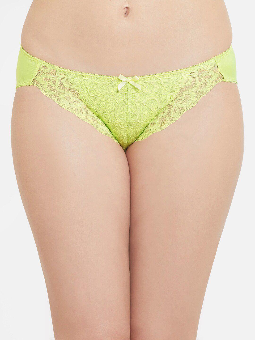 wacoal women lime green self-design lace bikini briefs