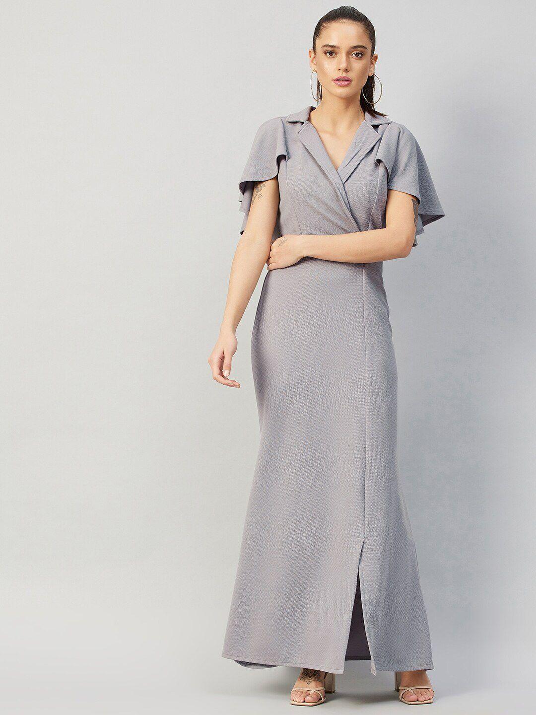 athena grey maxi dress with cape