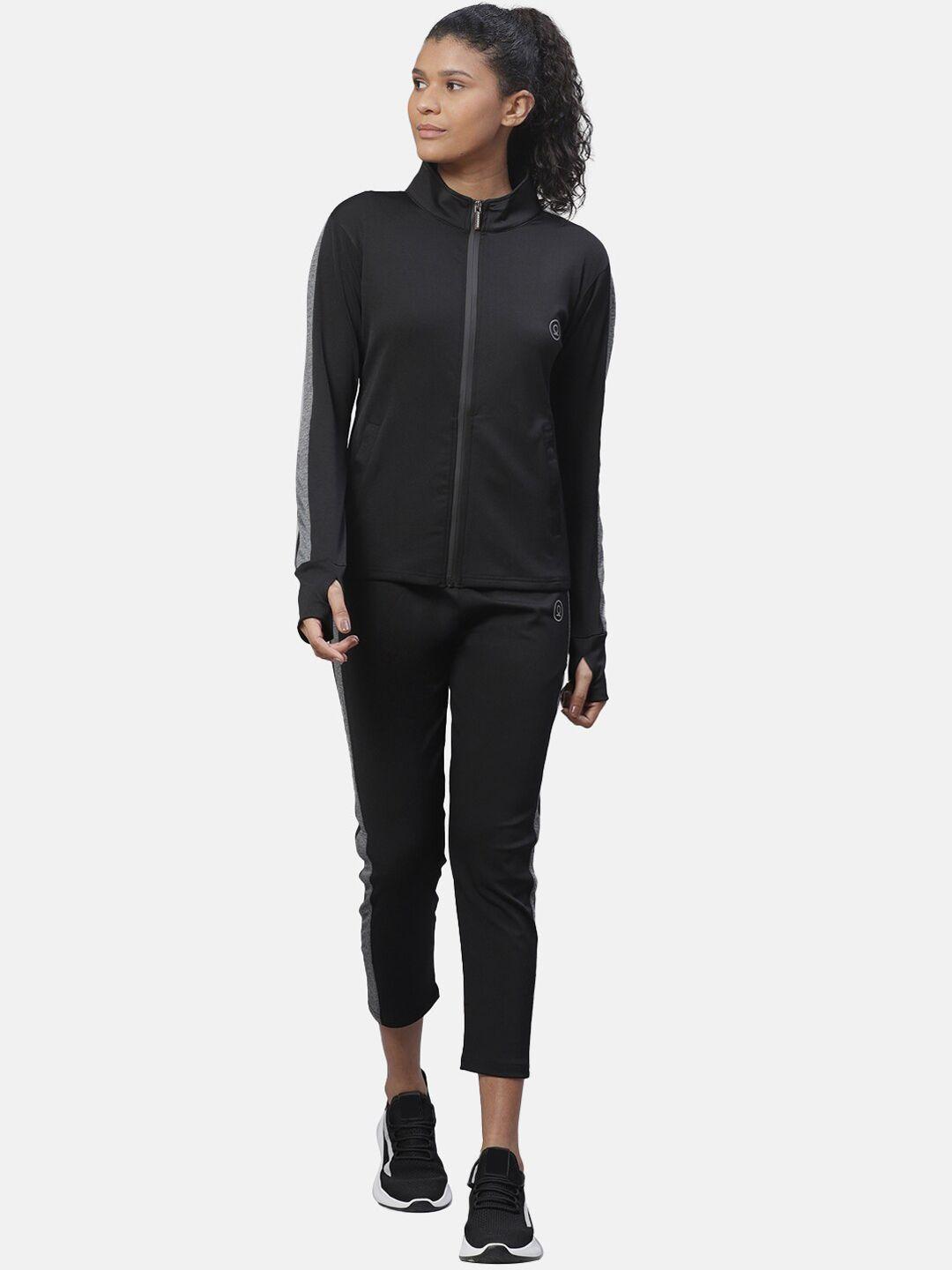 chkokko women black solid tracksuit