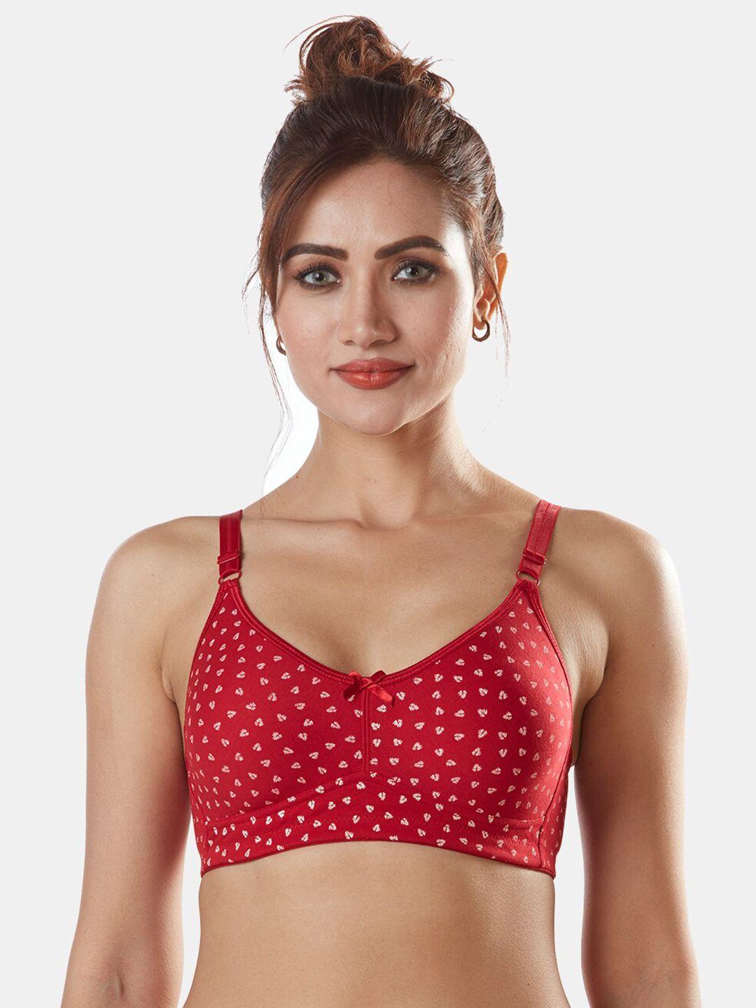 sonari red & white abstract printed everyday bra