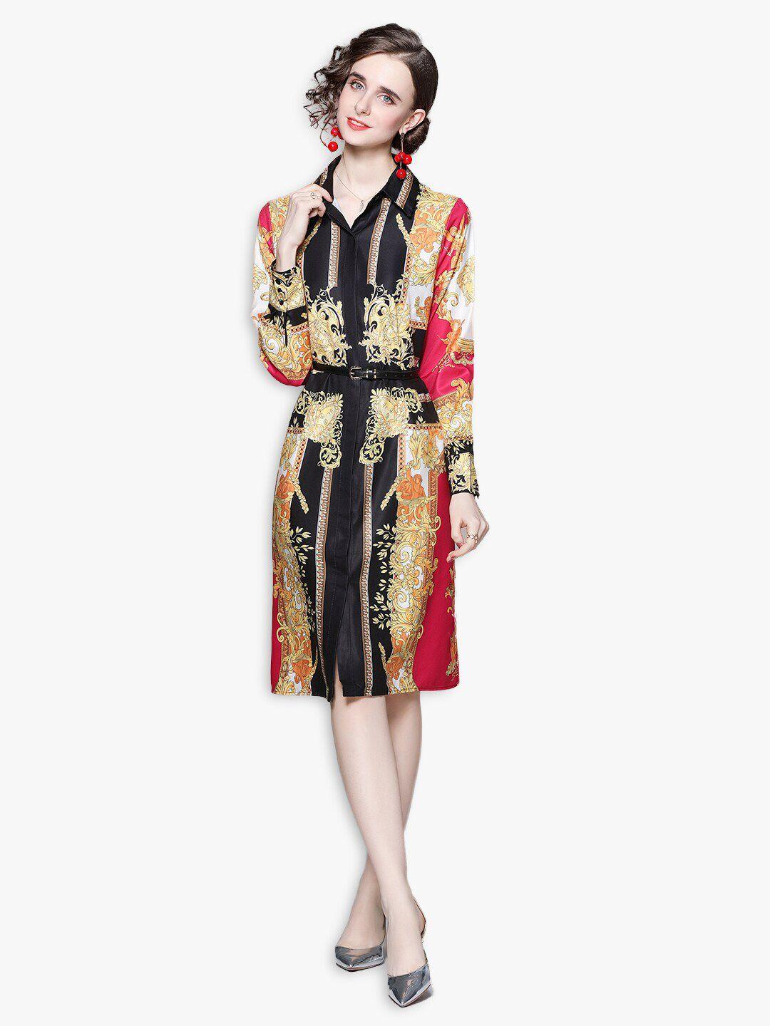 jc collection black & red bohemian shirt dress