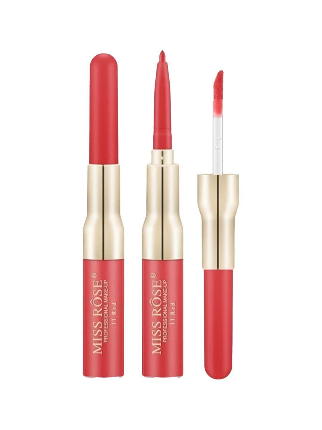 miss rose 2 in 1 matte lipliner and liquid lip gloss - 11 red