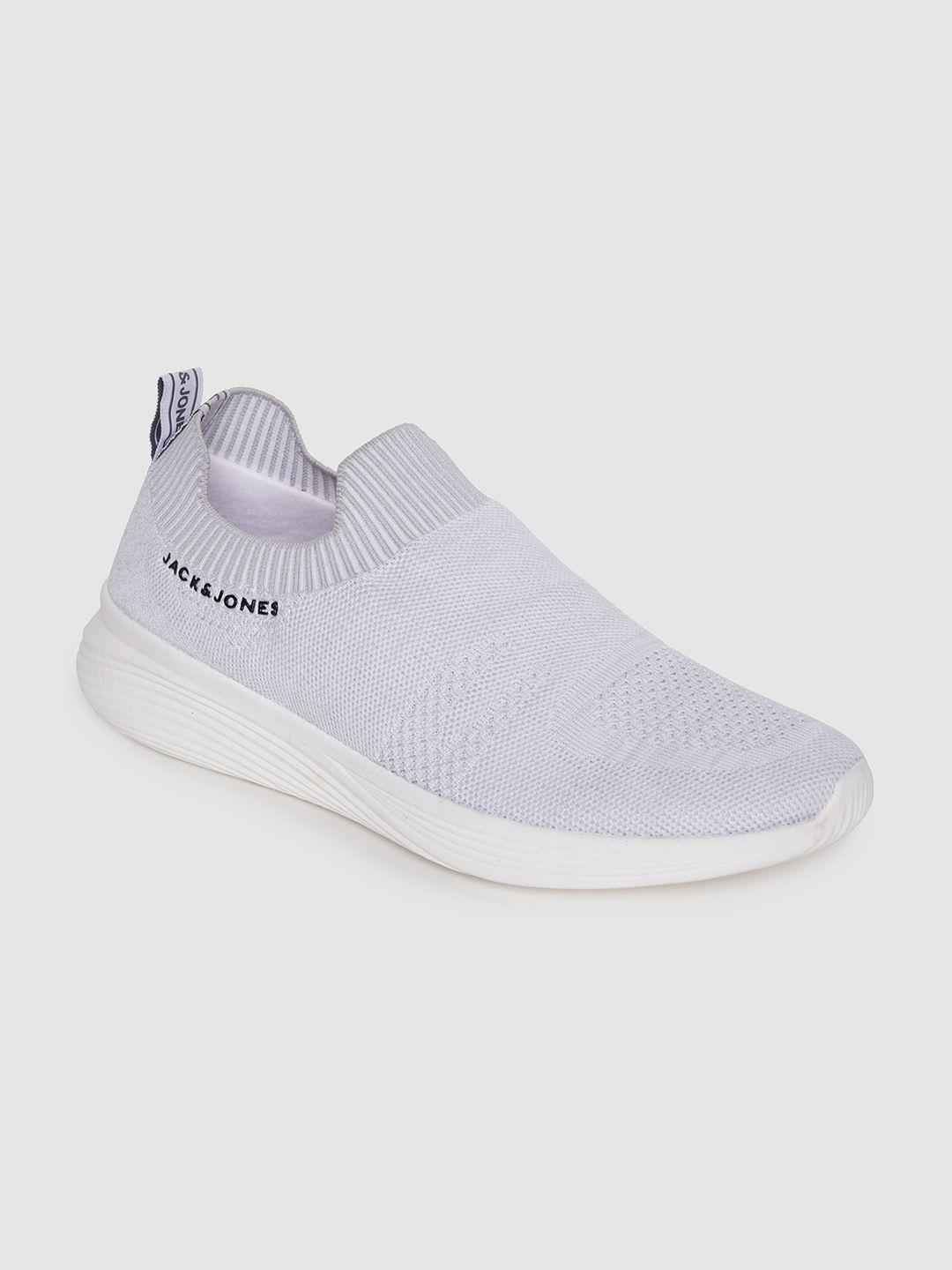 jack & jones men white woven design slip-on sneakers