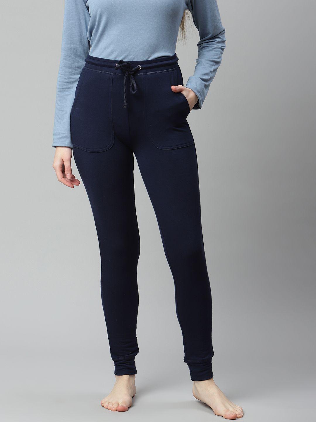 marks & spencer women navy blue solid joggers