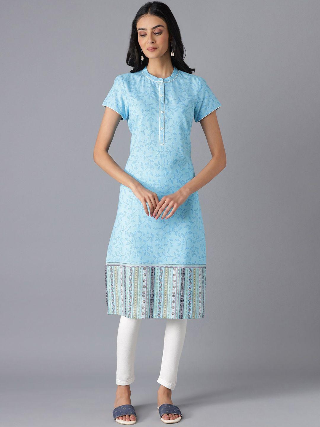 aurelia women blue printed kurta