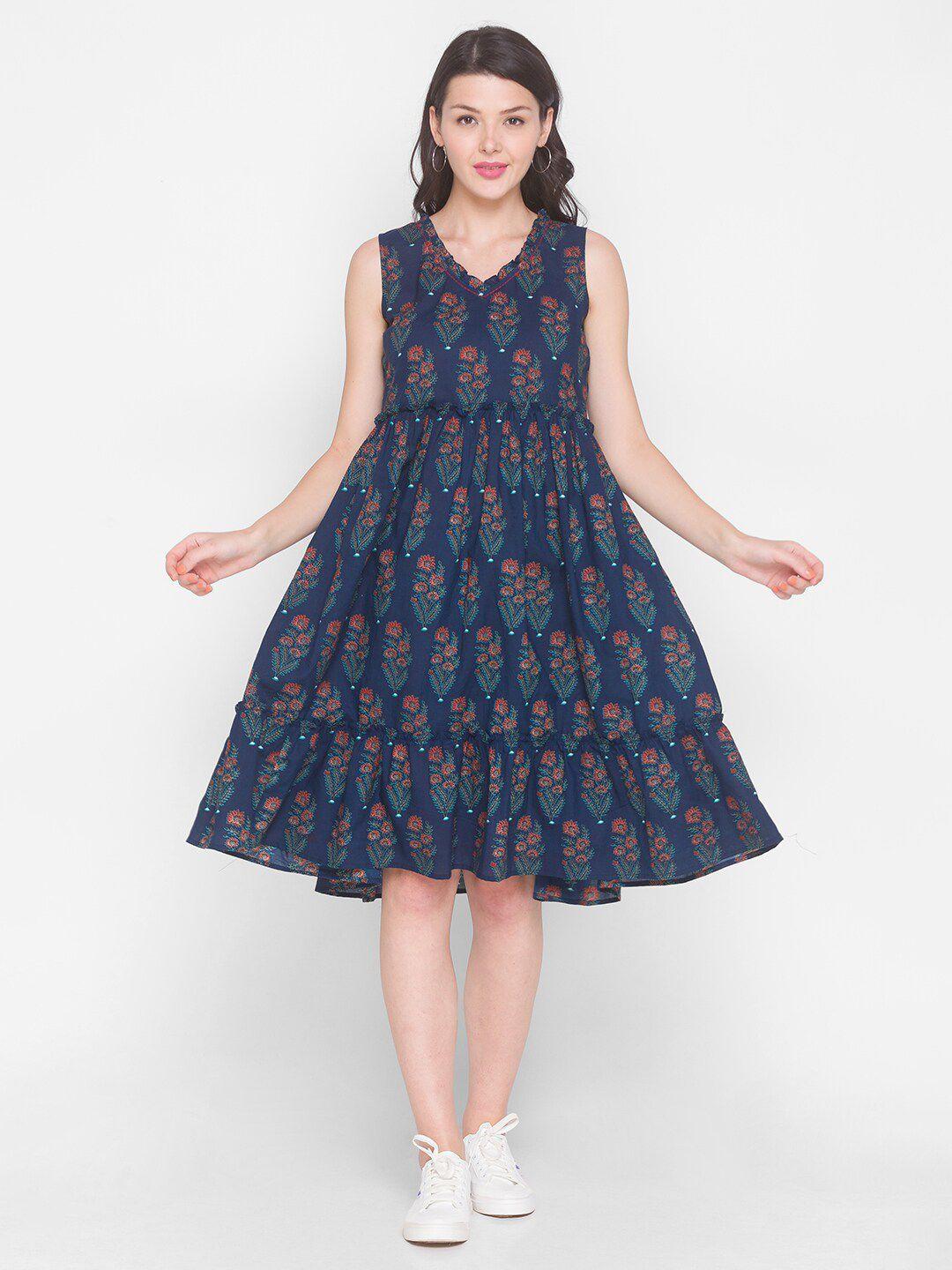 terquois navy blue floral dress