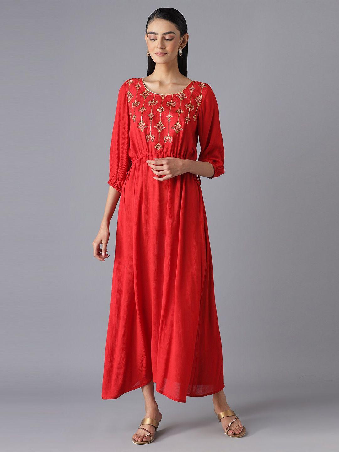 aurelia red ethnic maxi dress