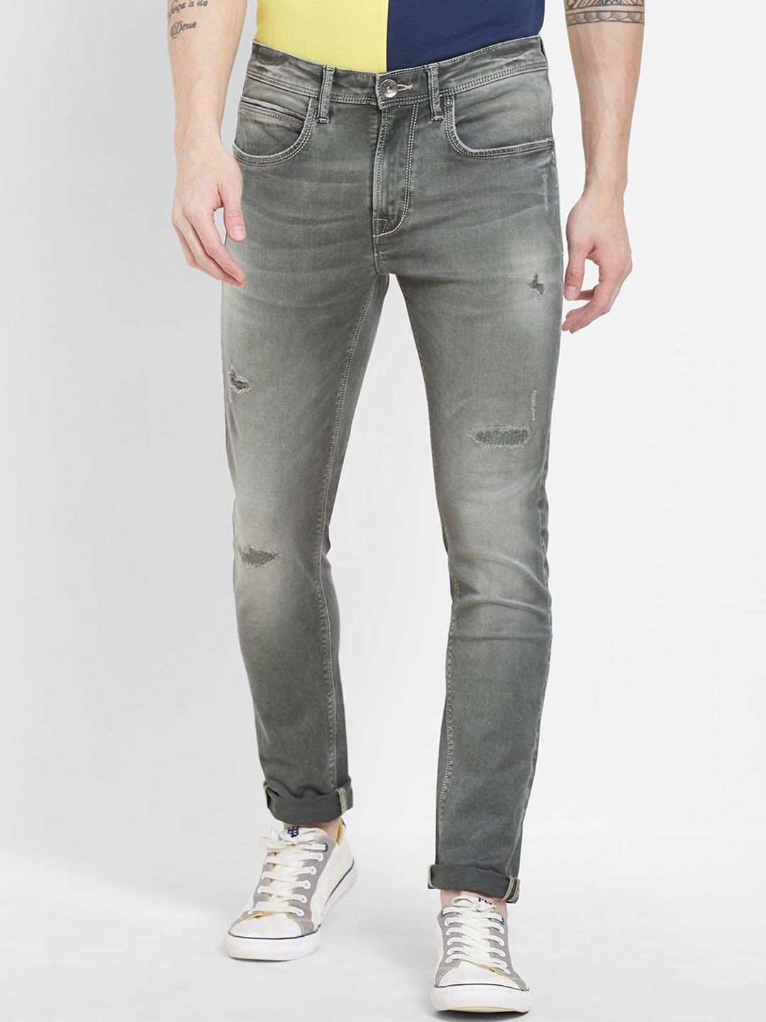 pepe jeans men grey super skinny fit mildly distressed heavy fade stretchable jeans