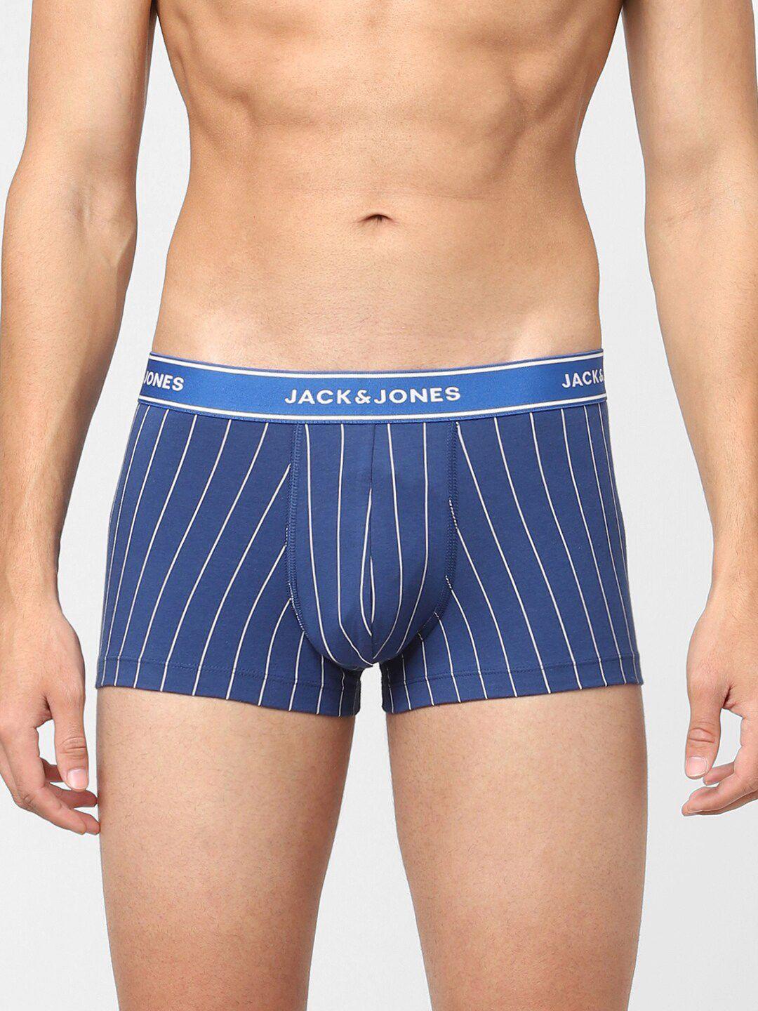 jack & jones men blue & white printed cotton trunk 116798001