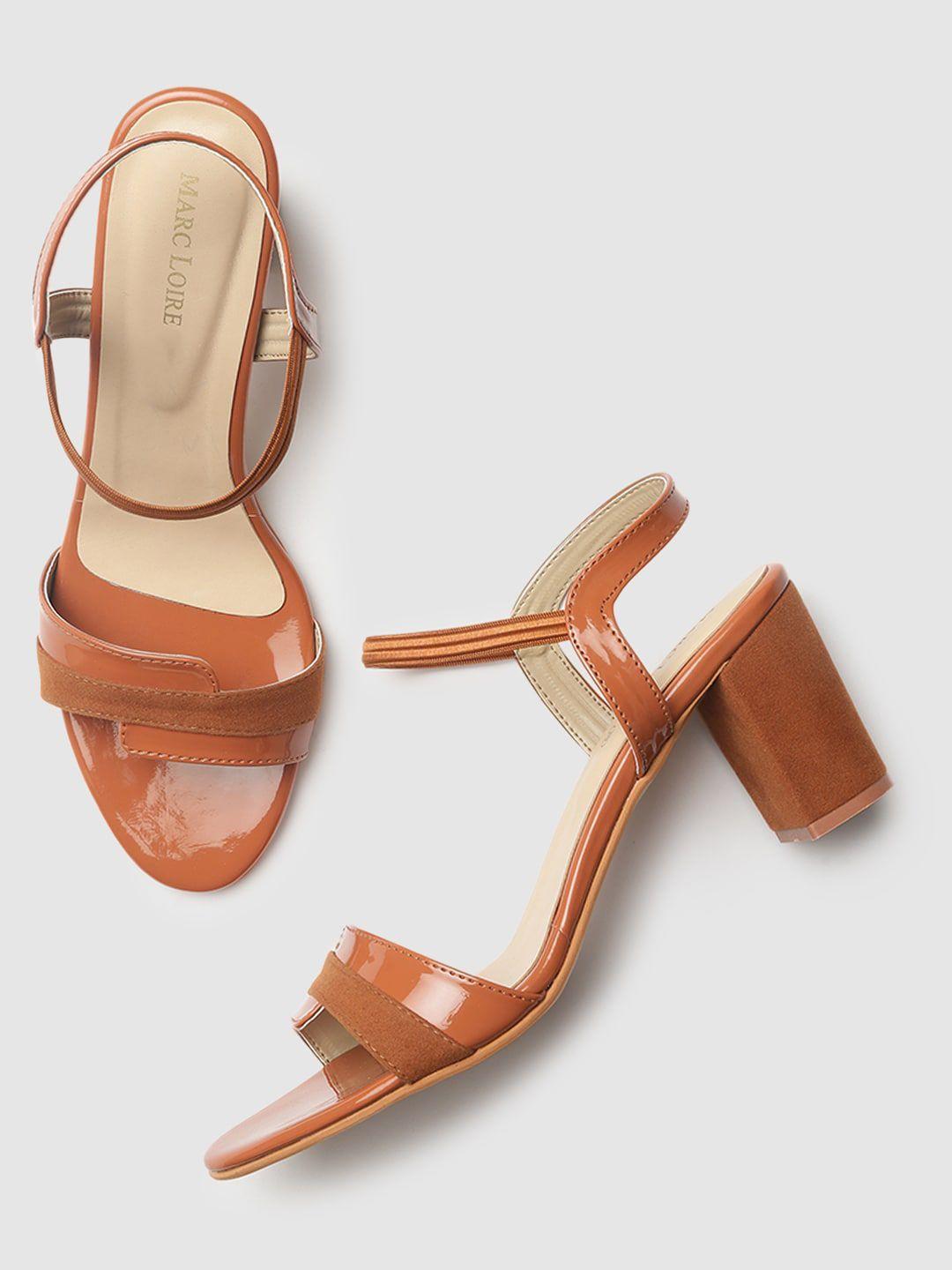 marc loire tan brown block heel sandals