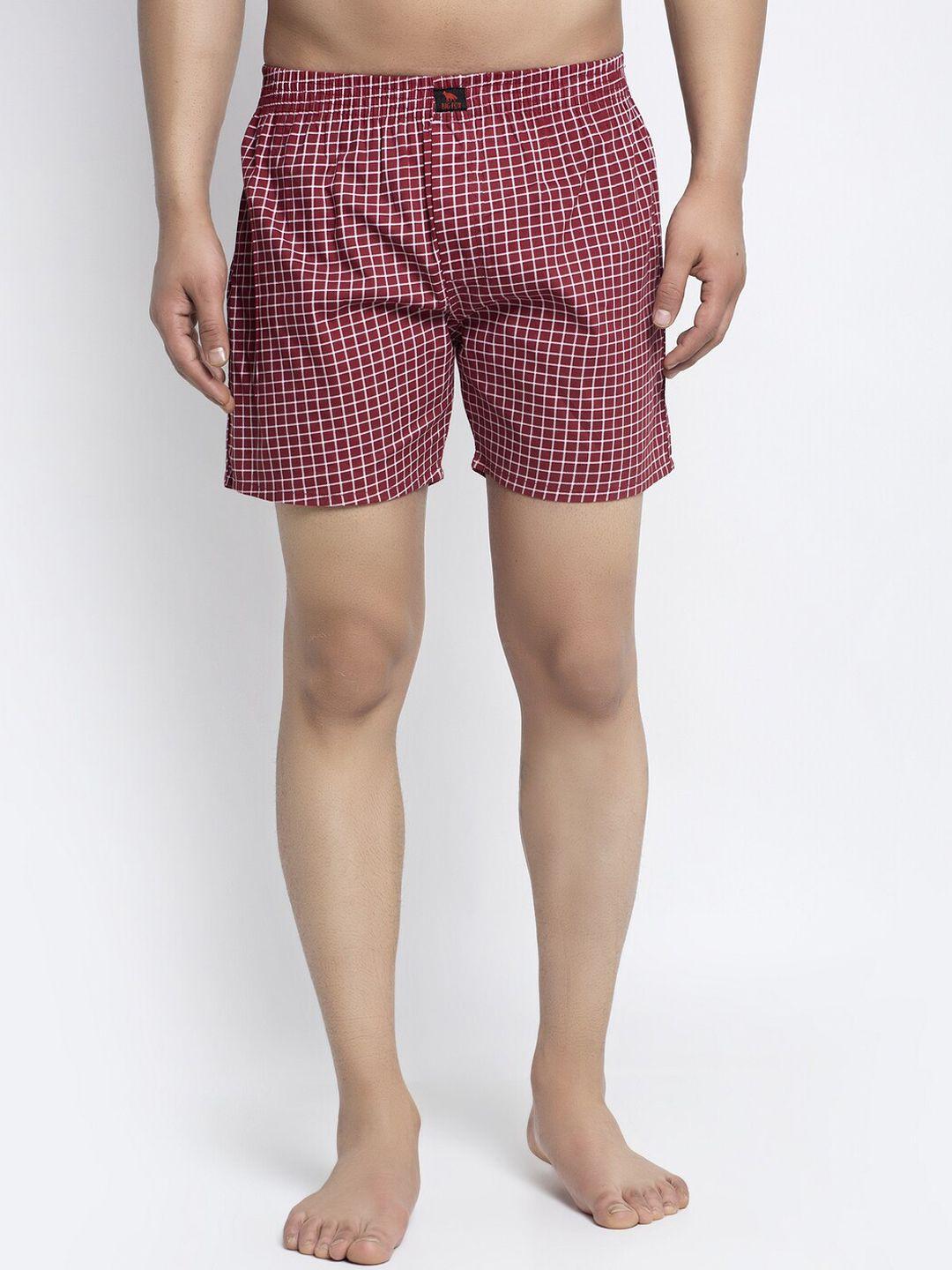 big fox men red checked pure cotton boxers