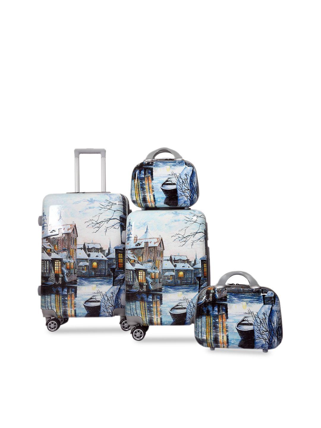 polo class set of 4 trolley suitcases & vanity bags