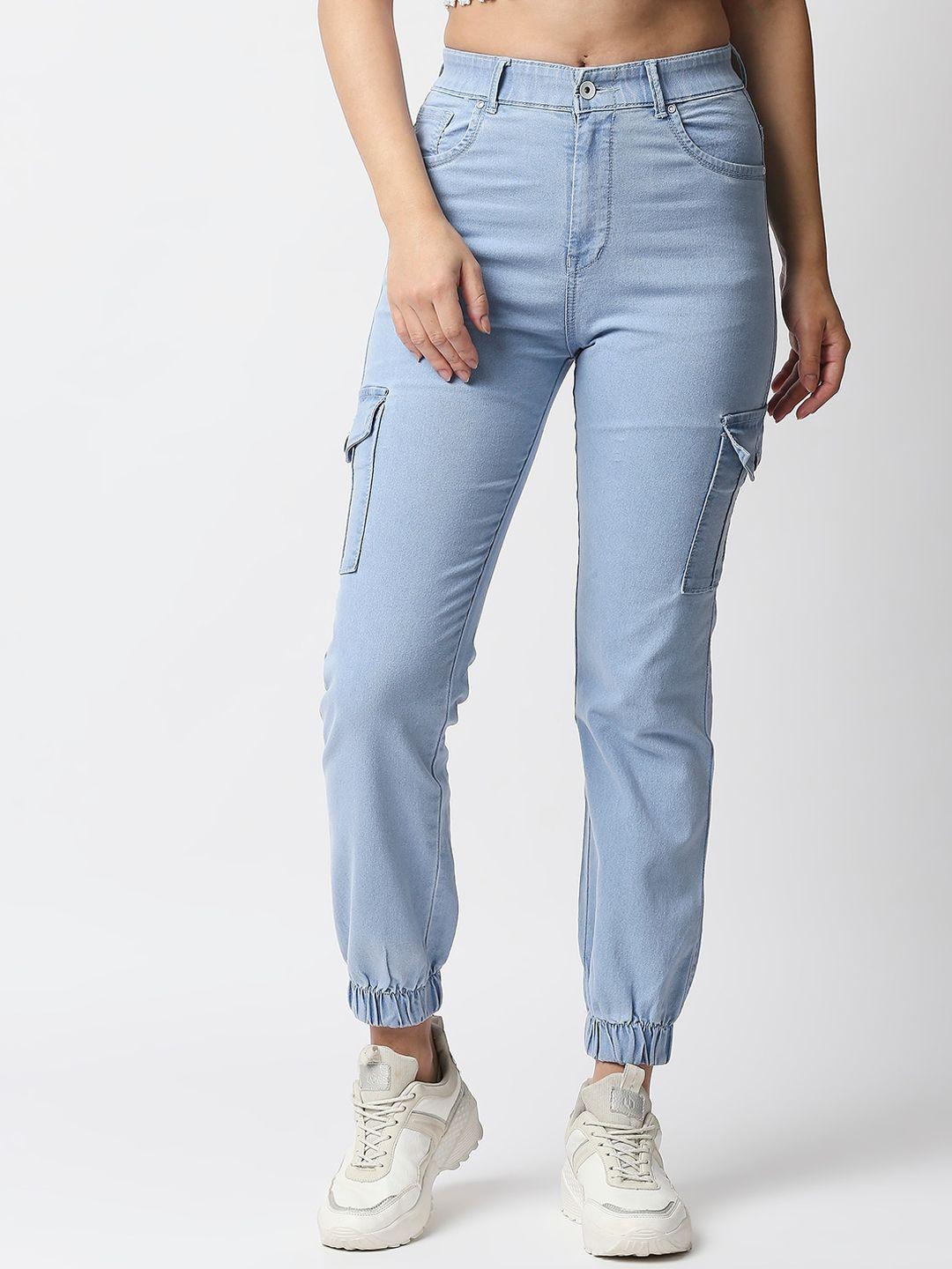 high star women blue jogger high-rise light fade stretchable jeans