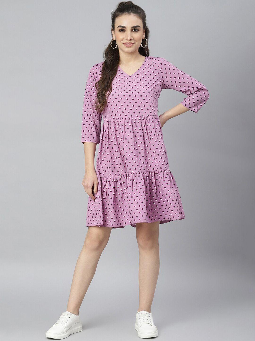 deebaco lavender polka dot a-line dress