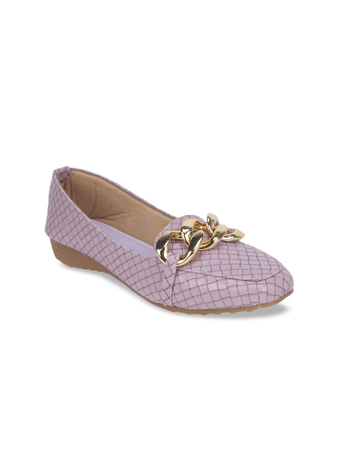 the desi dulhan women purple printed ballerinas flats