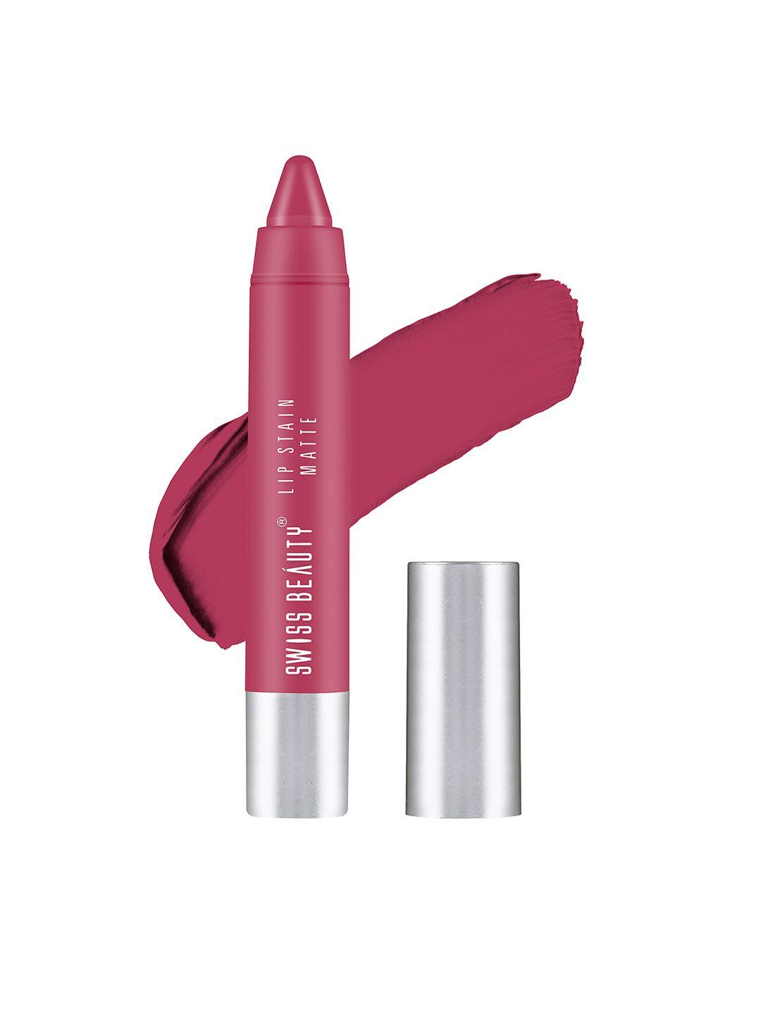 swiss beauty lip stain matte crayon lipstick - hot pink