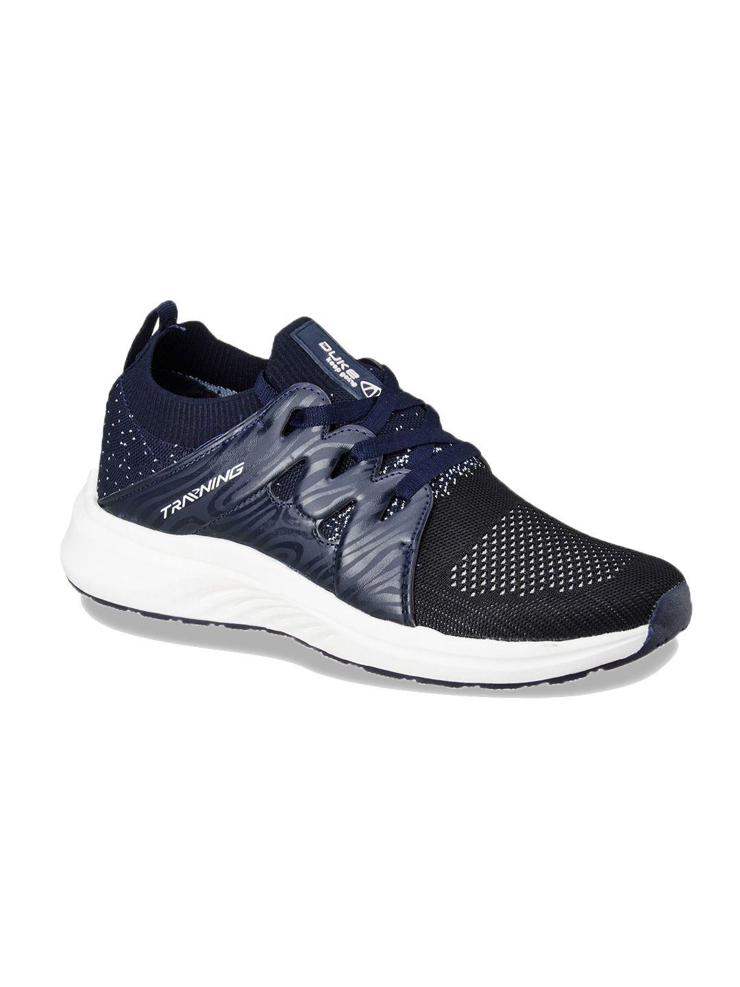 duke men navy blue textile running shoes