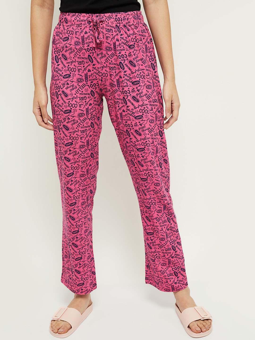 max women red printed pure cotton lounge pants