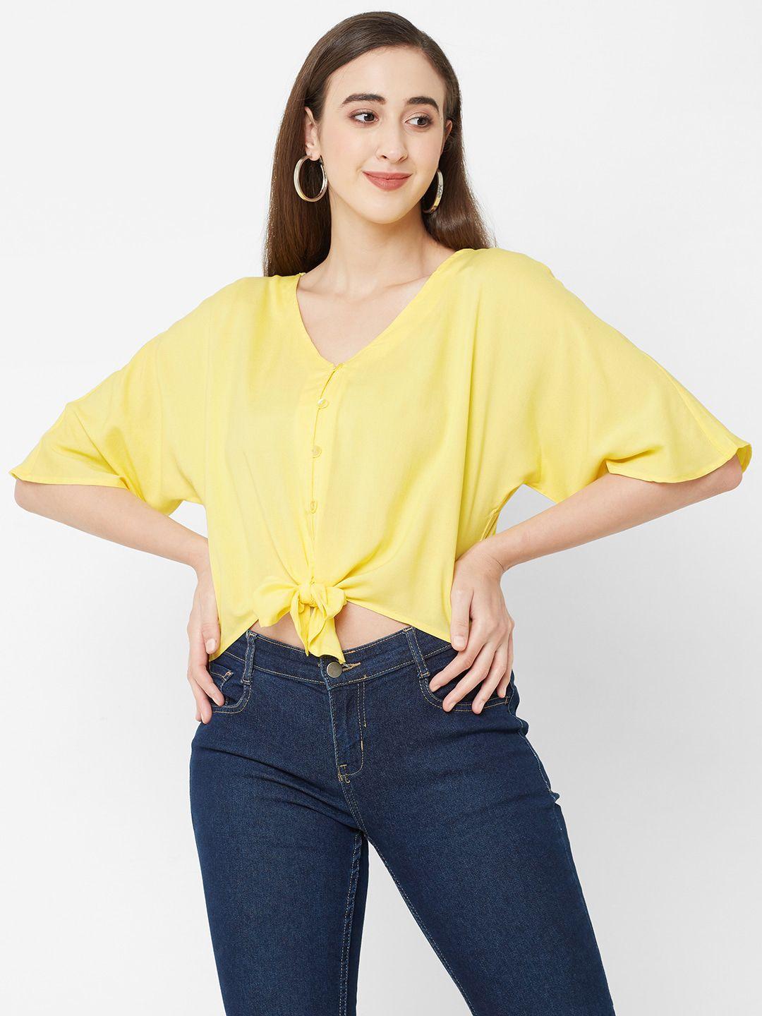 109f yellow solid crop top