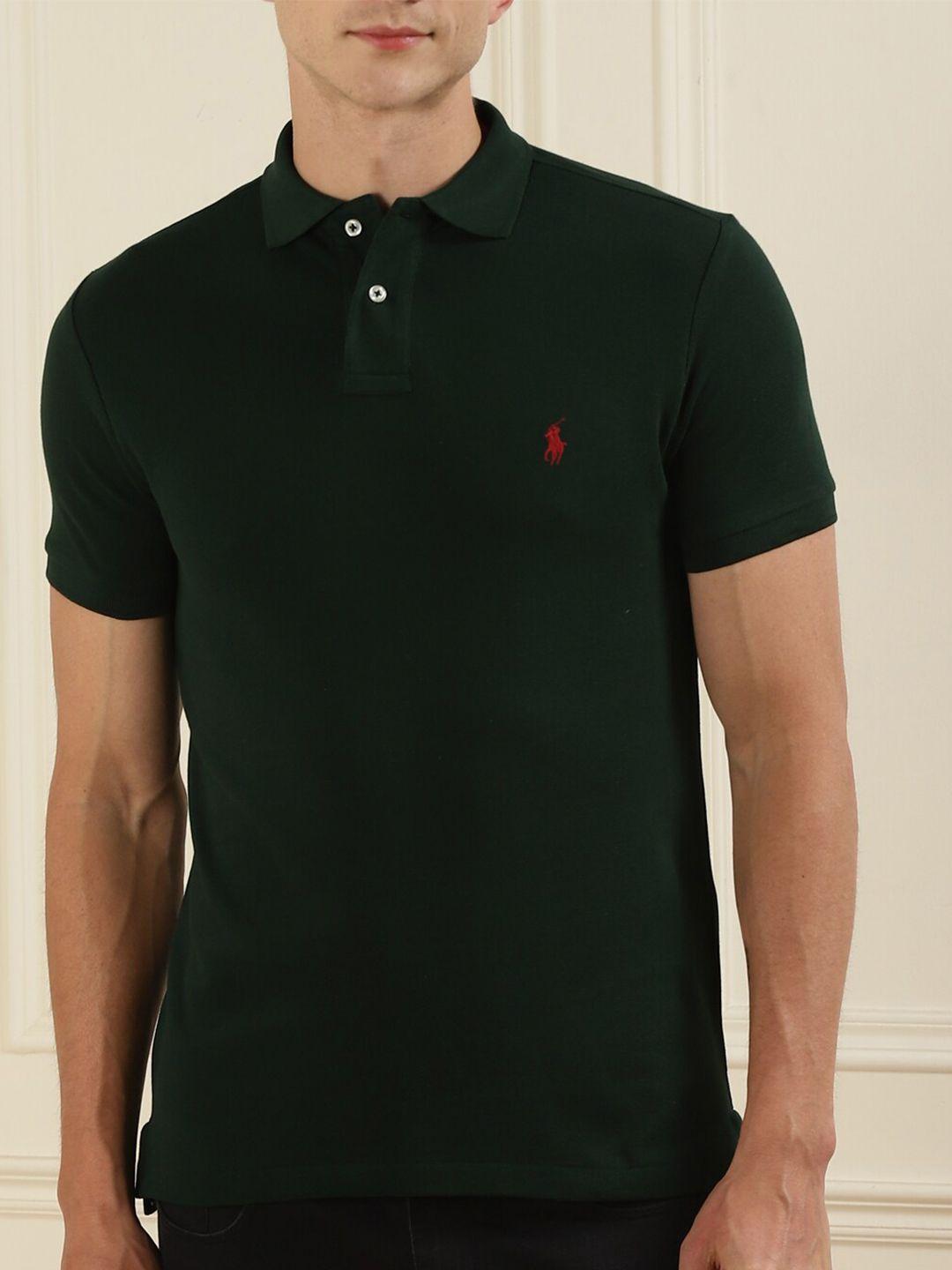 polo ralph lauren men green polo collar t-shirt