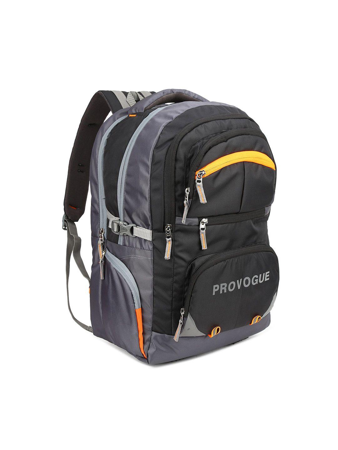 provogue unisex black & grey colourblocked backpack with reflective strip