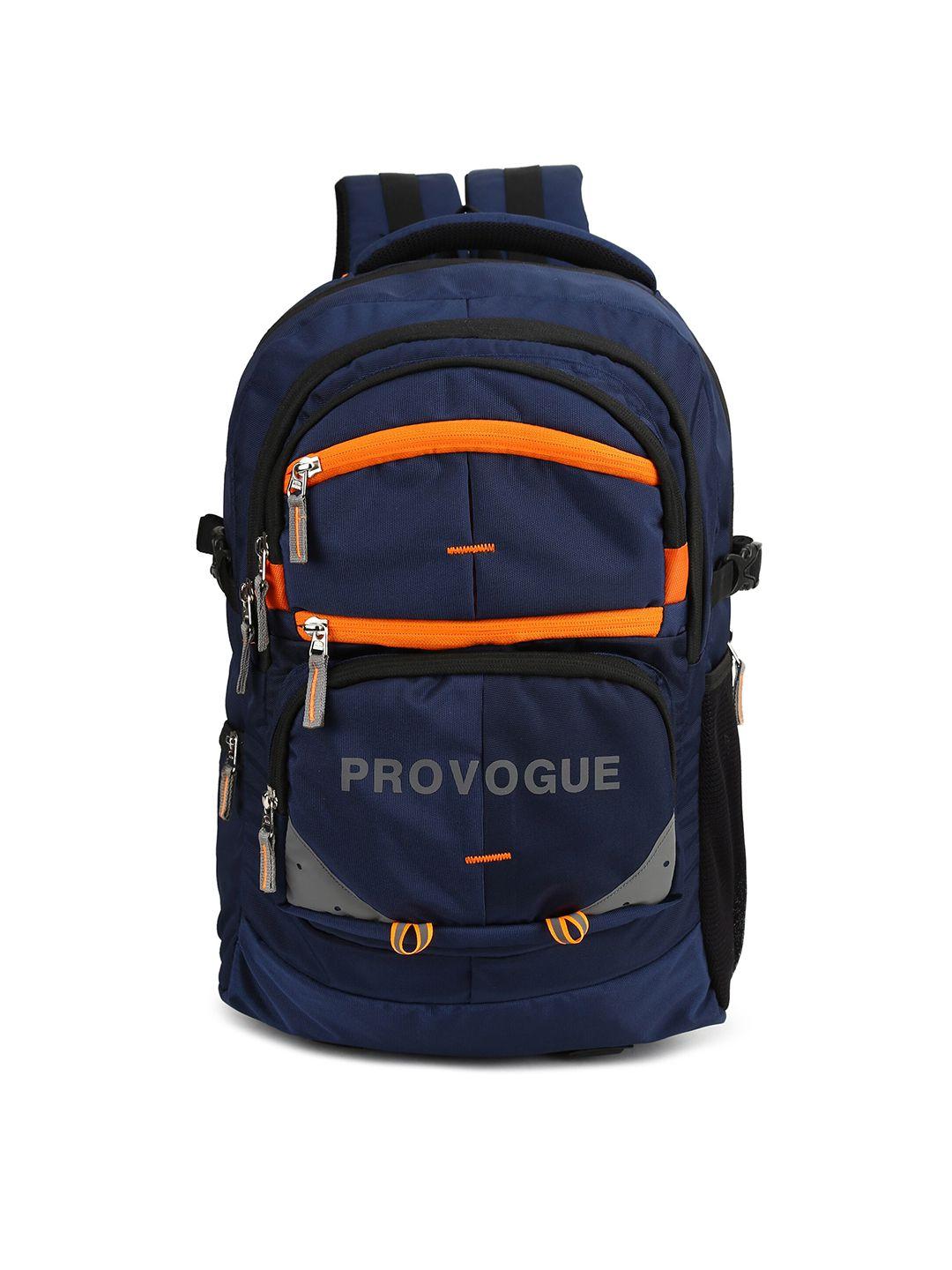 provogue unisex navy blue & orange backpack with reflective strip