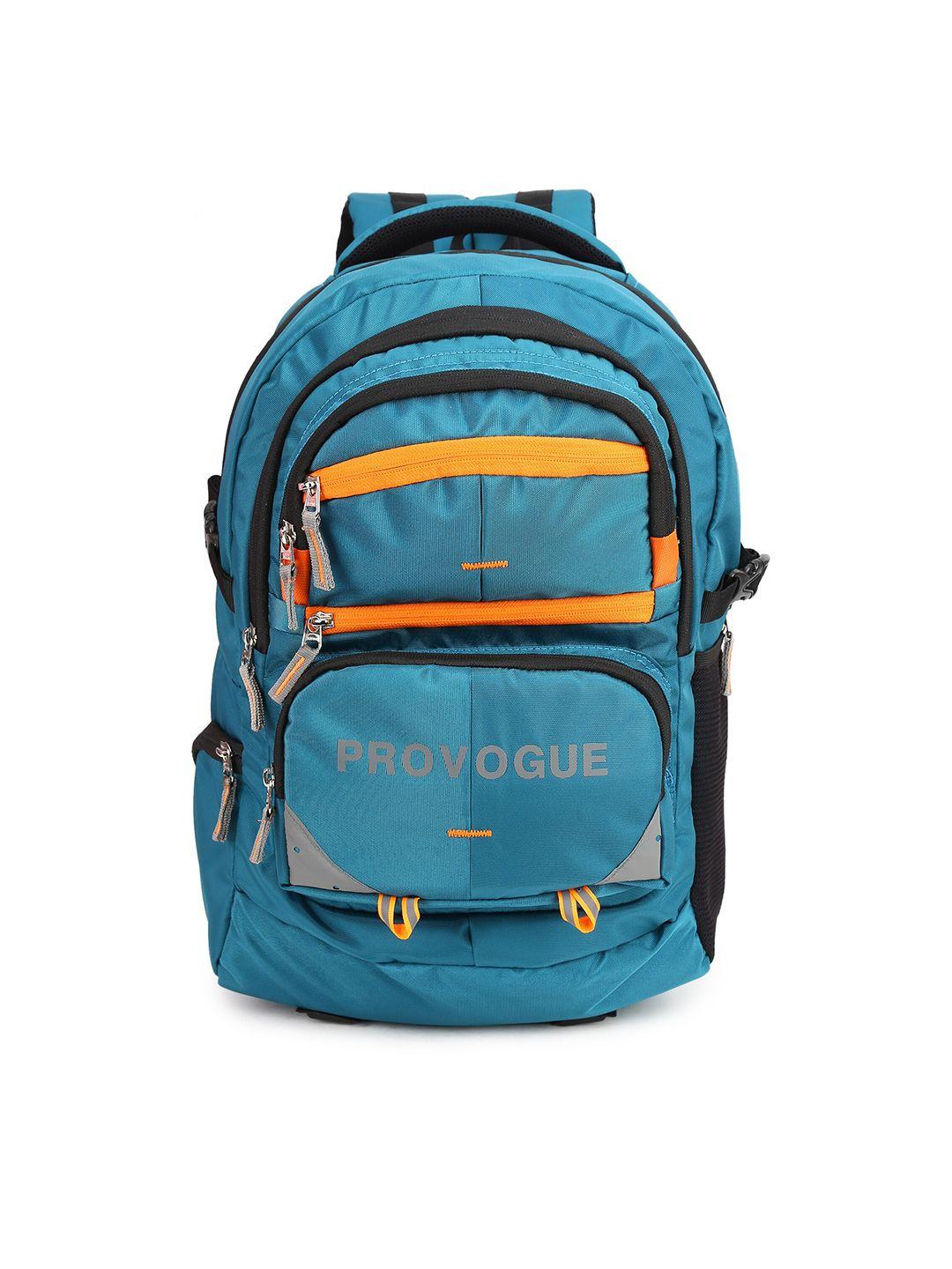 provogue unisex blue & black colourblocked backpack with reflective strip