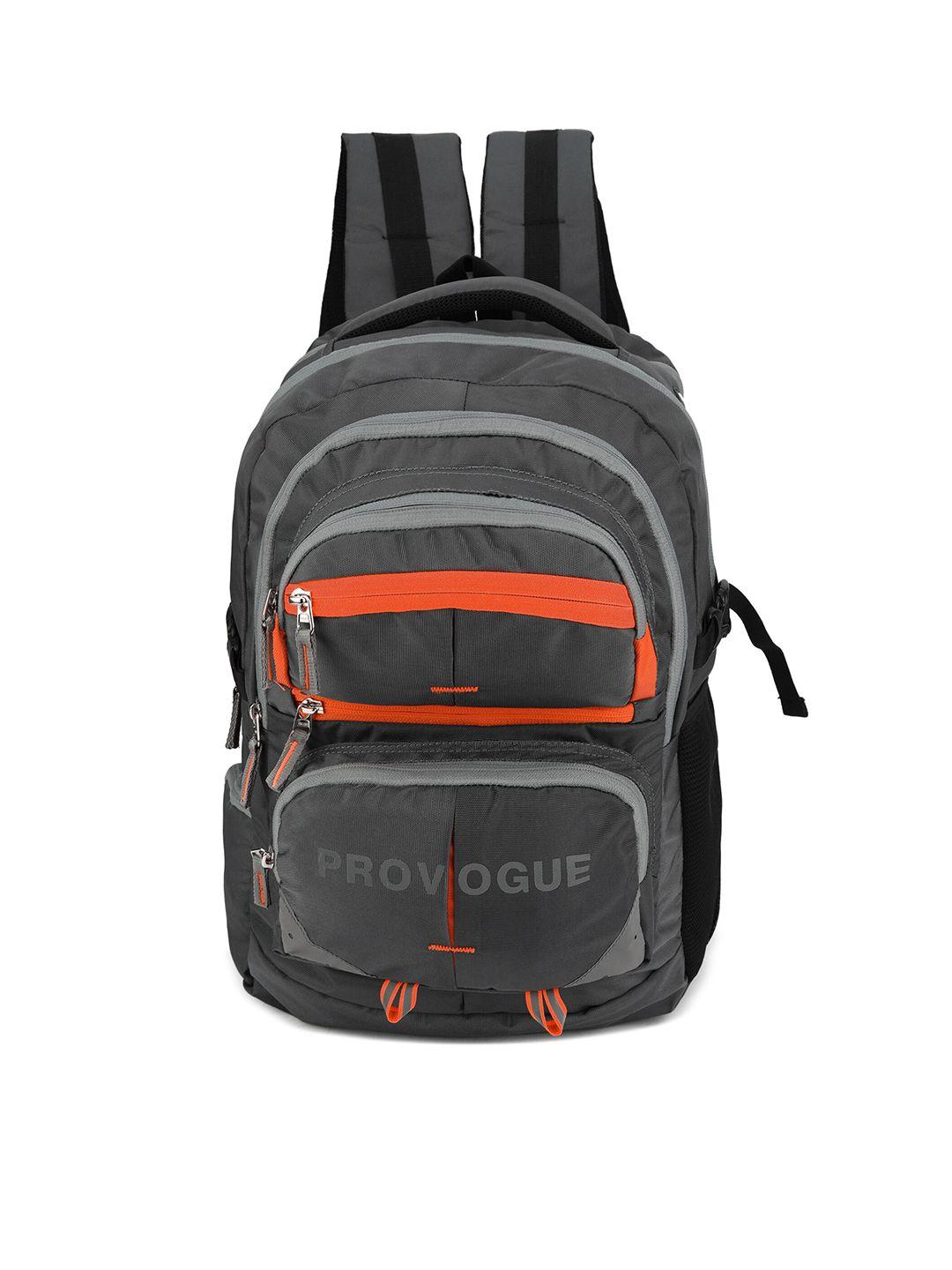 provogue unisex grey & orange colourblocked backpack with rain cover