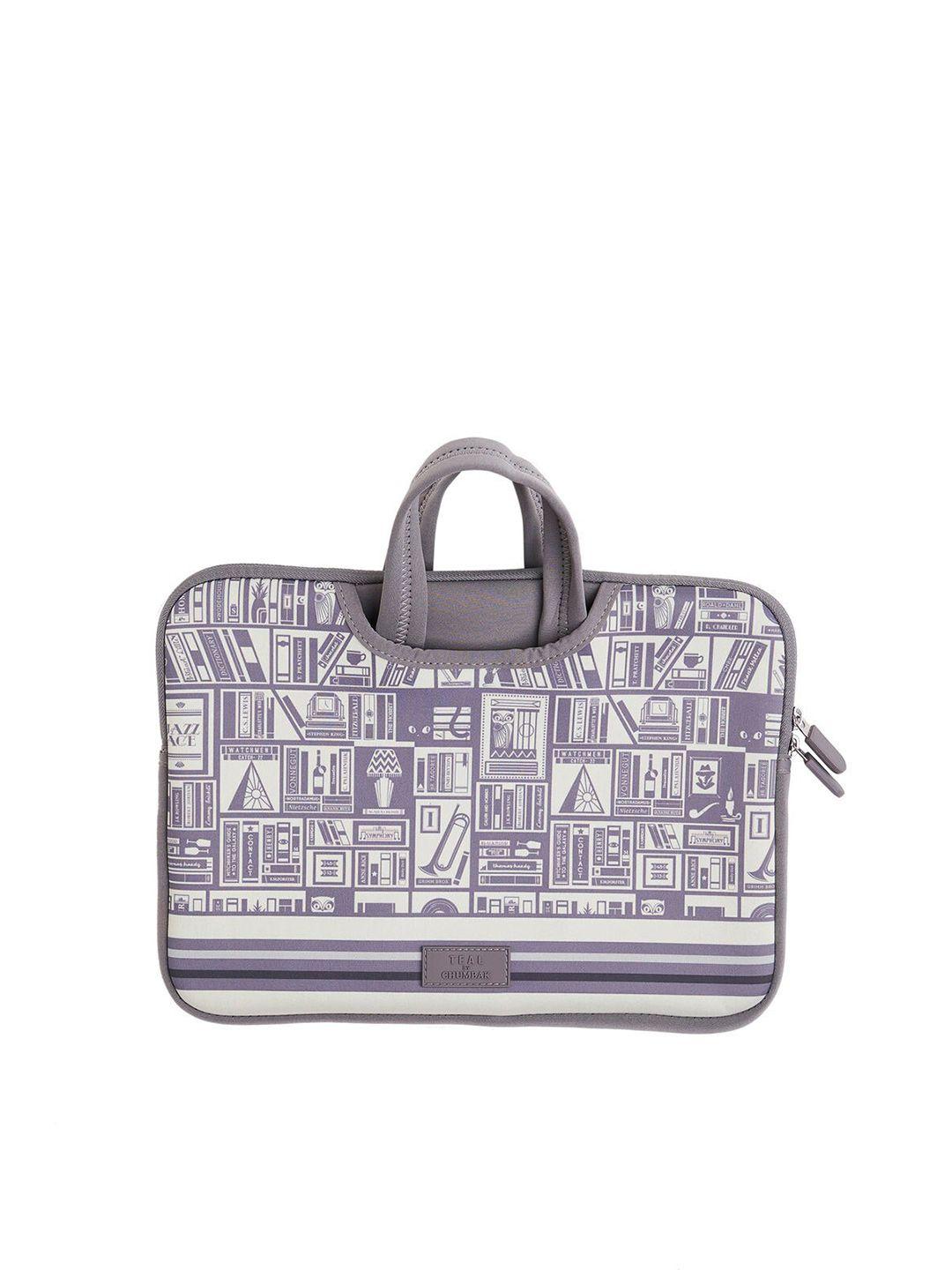 chumbak unisex grey printed laptop sleeve