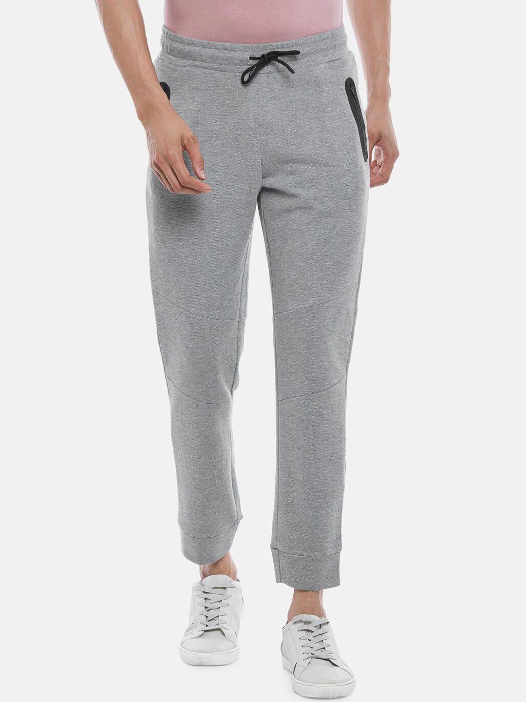 people men grey melange solid regular joggers