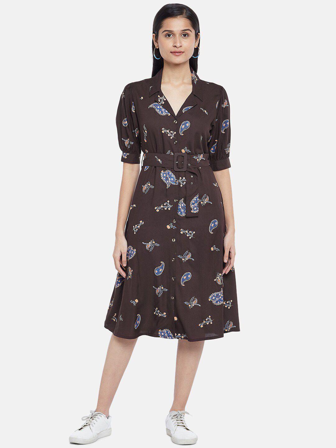 people women brown floral liva shirt dress