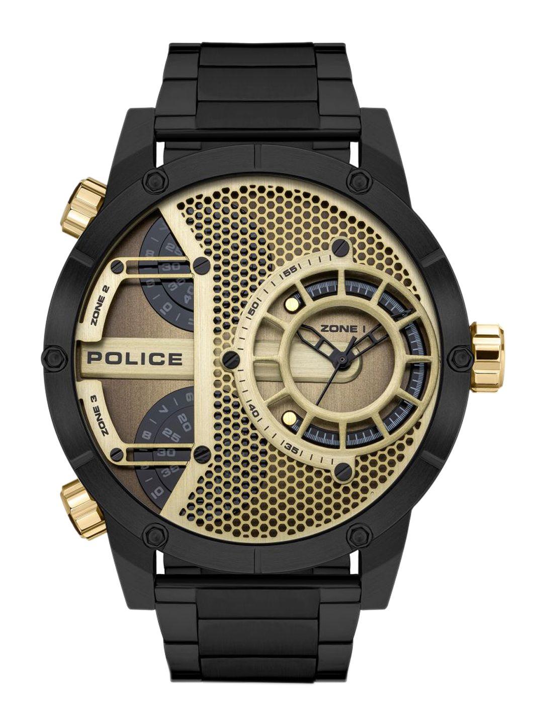 police men multicoloured dial & black stainless steel bracelet style straps analogue watch plpewjg2118103