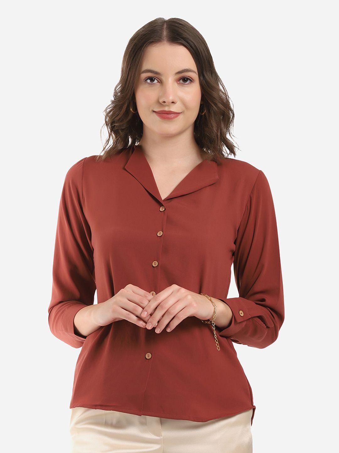 selvia women brown smart casual shirt