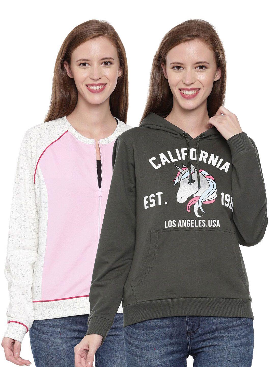 3pin women multicoloured set of 2 printed sweatshirt