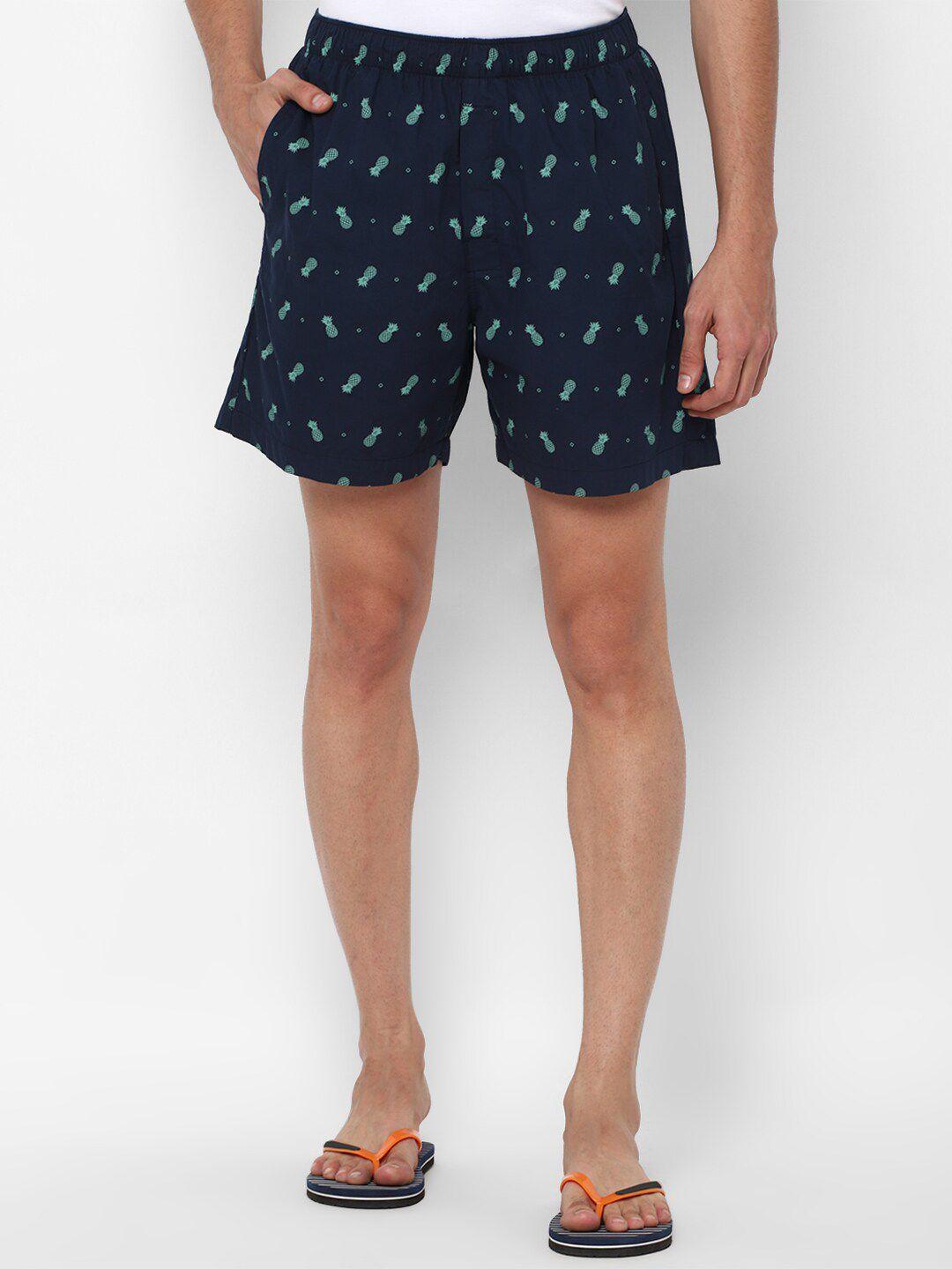 forever 21 men navy blue printed shorts