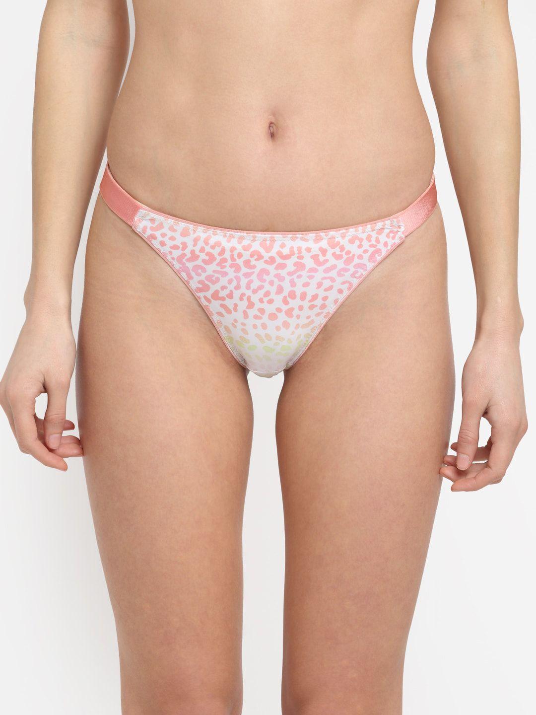 erotissch women white & pink printed thongs