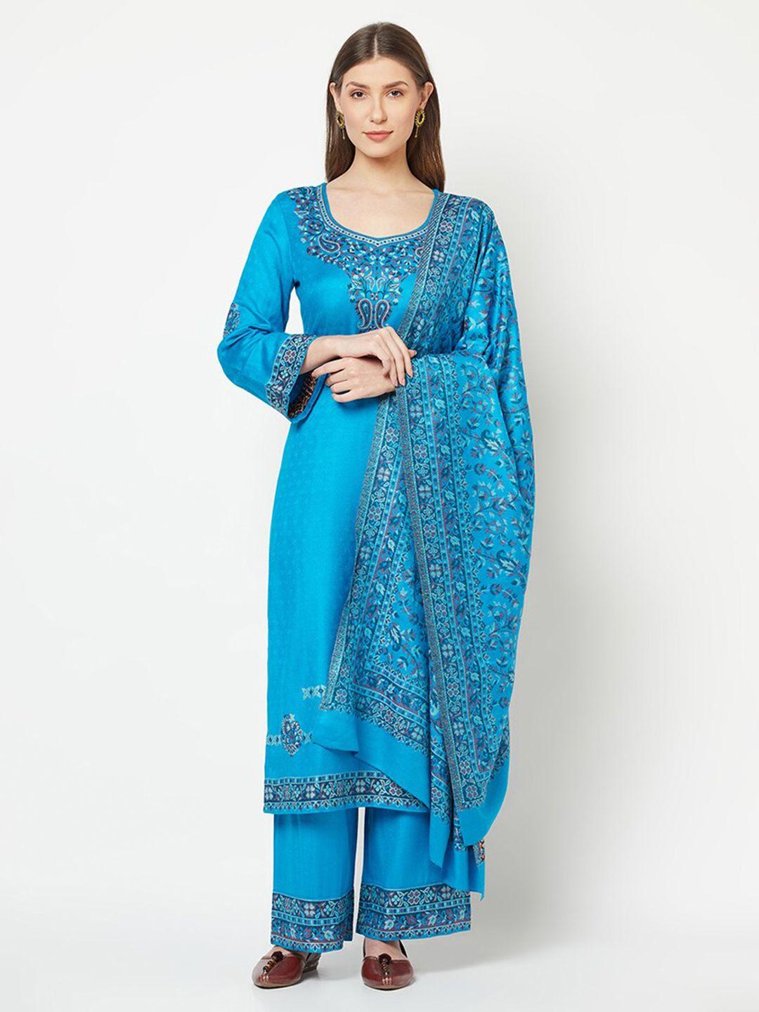 safaa blue & magenta viscose rayon unstitched dress material