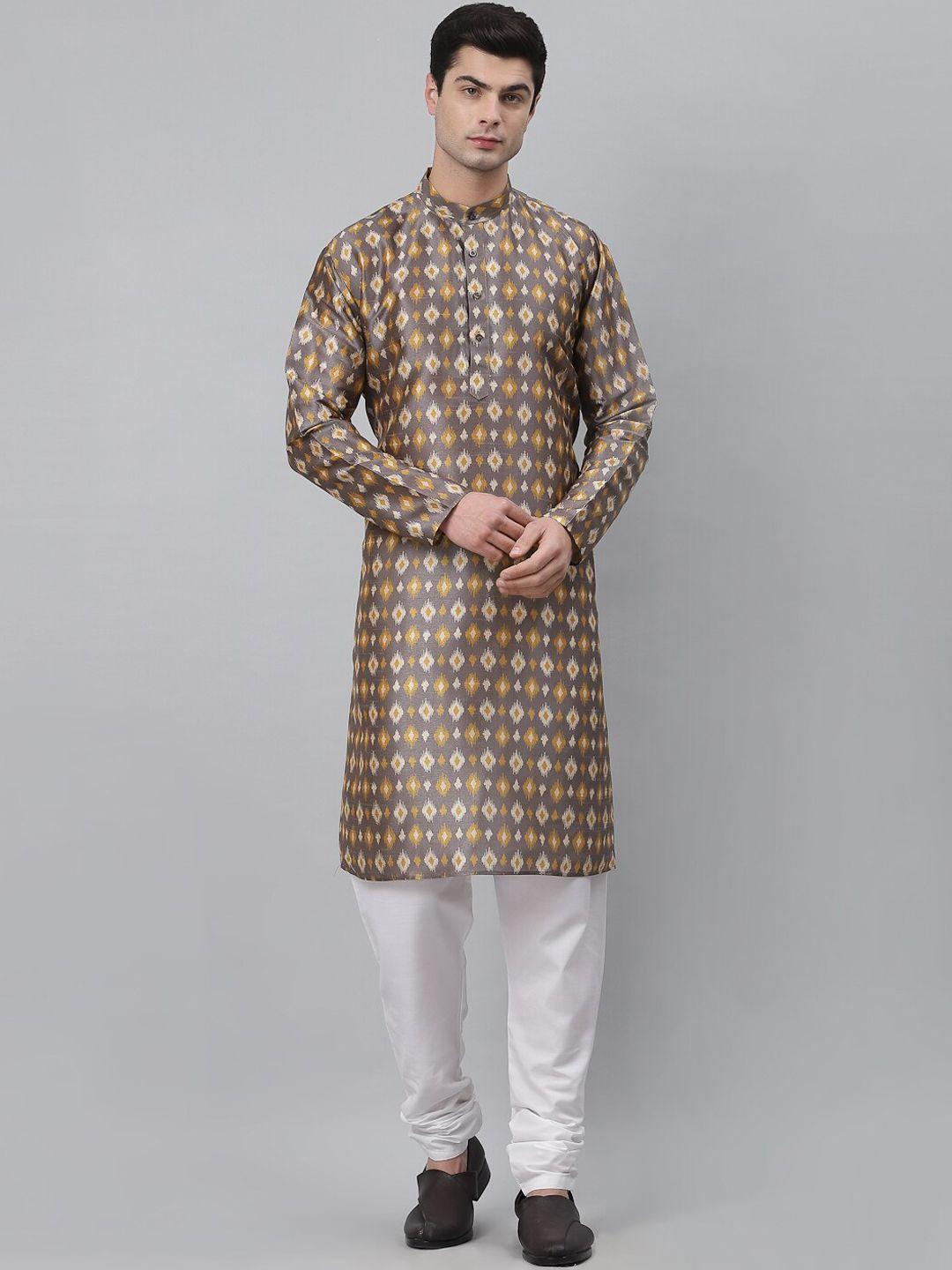 neudis men grey printed kurta