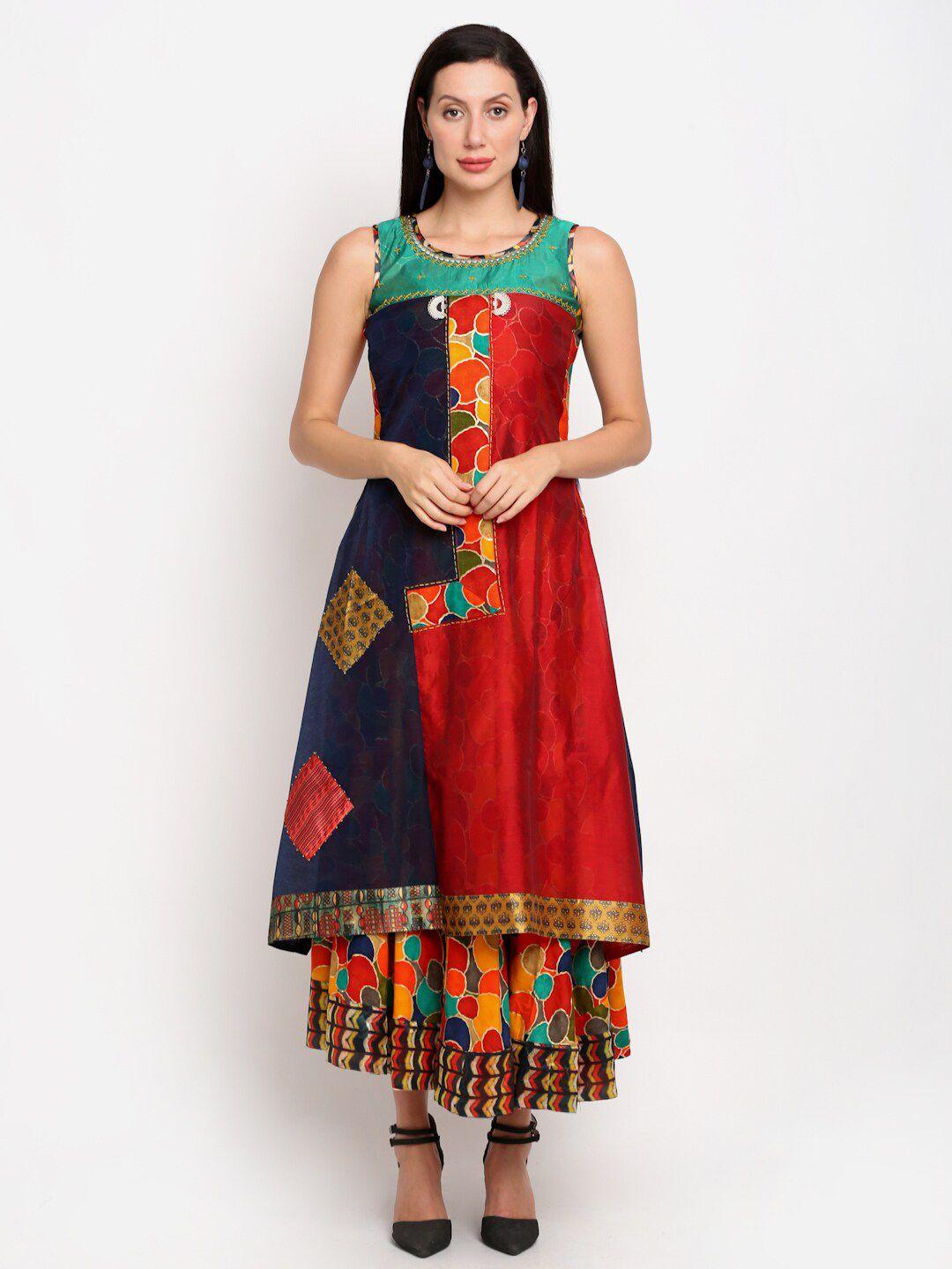 lovely lady multicoloured ethnic motifs ethnic maxi dress