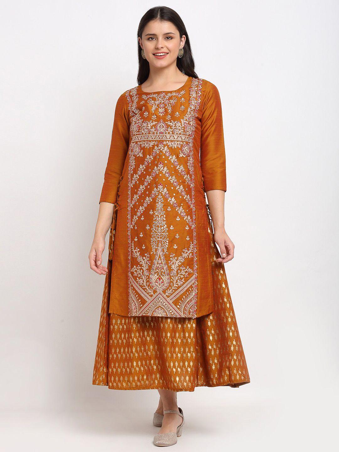 lovely lady women gold-toned embroidered kurta