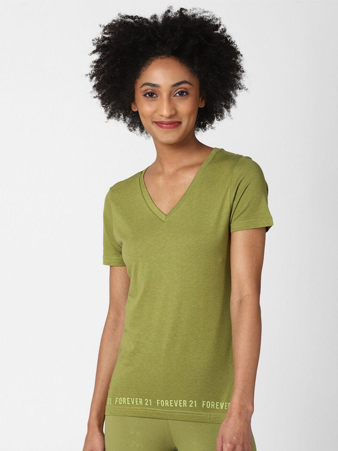 forever 21 women green solid top