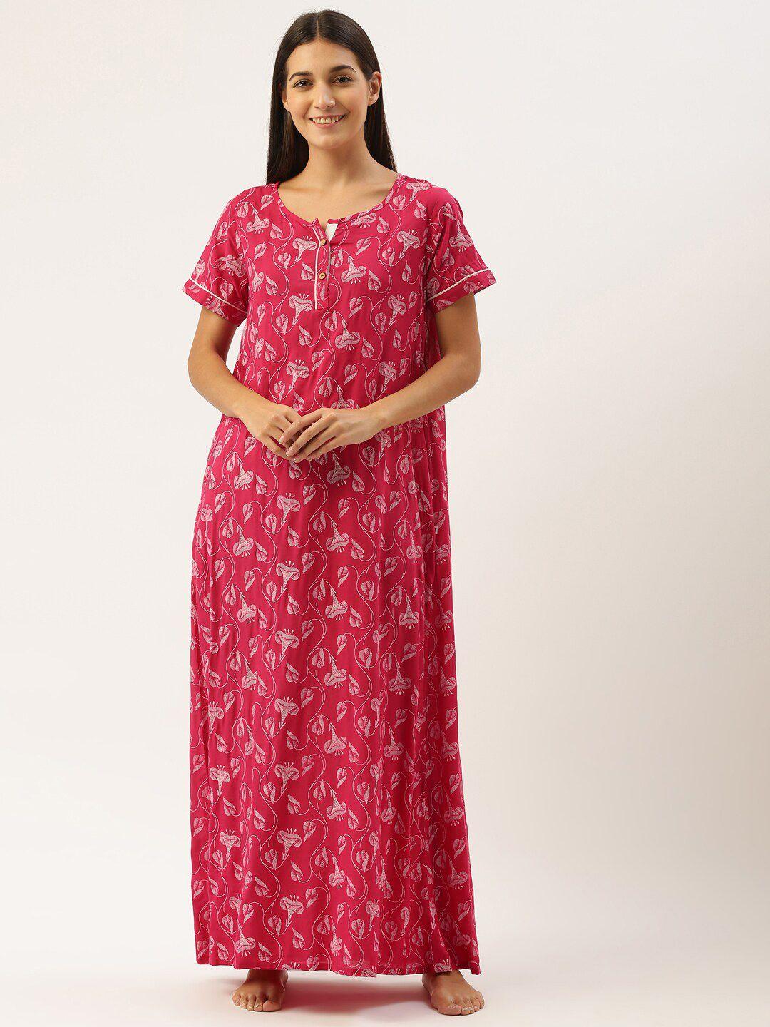 bannos swagger pink printed maxi nightdress