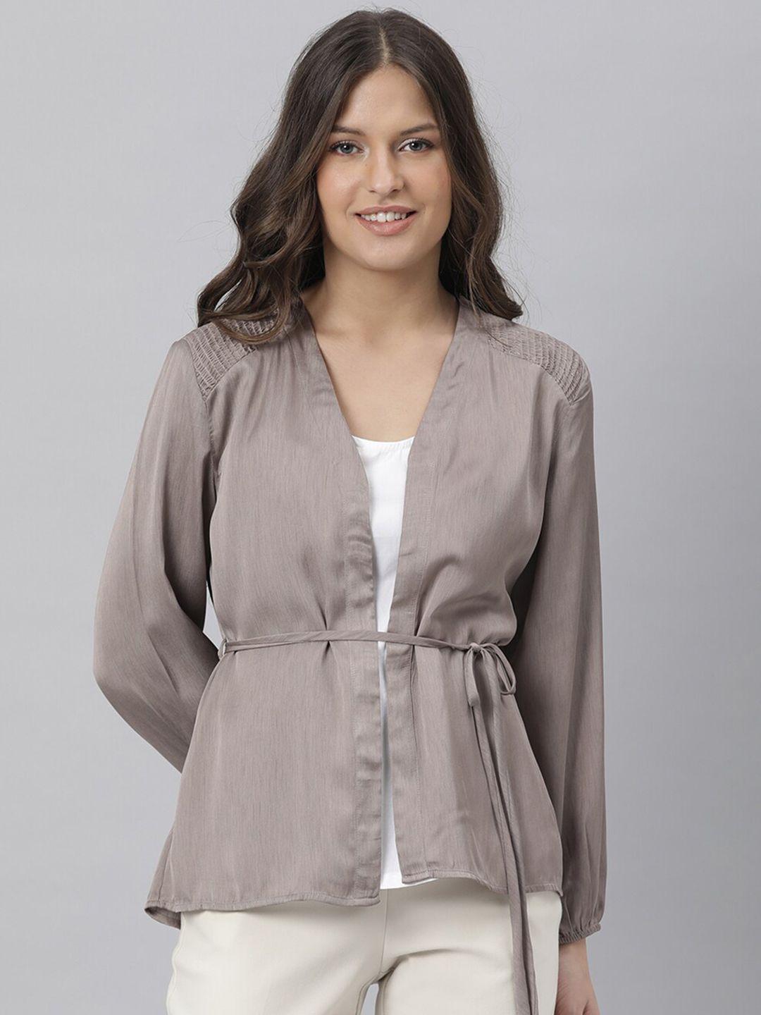 rareism women beige tie-up shrug