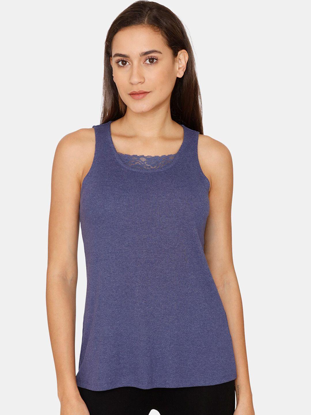 zivame blue cozy heathers knit camisoles