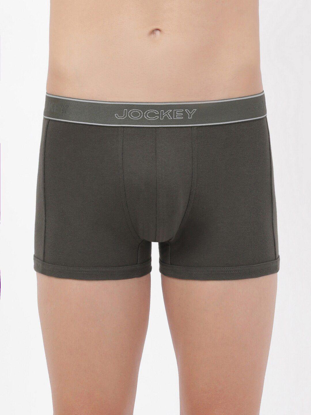 jockey men olive green solid pure cotton trunks 1015-0105-dpolv