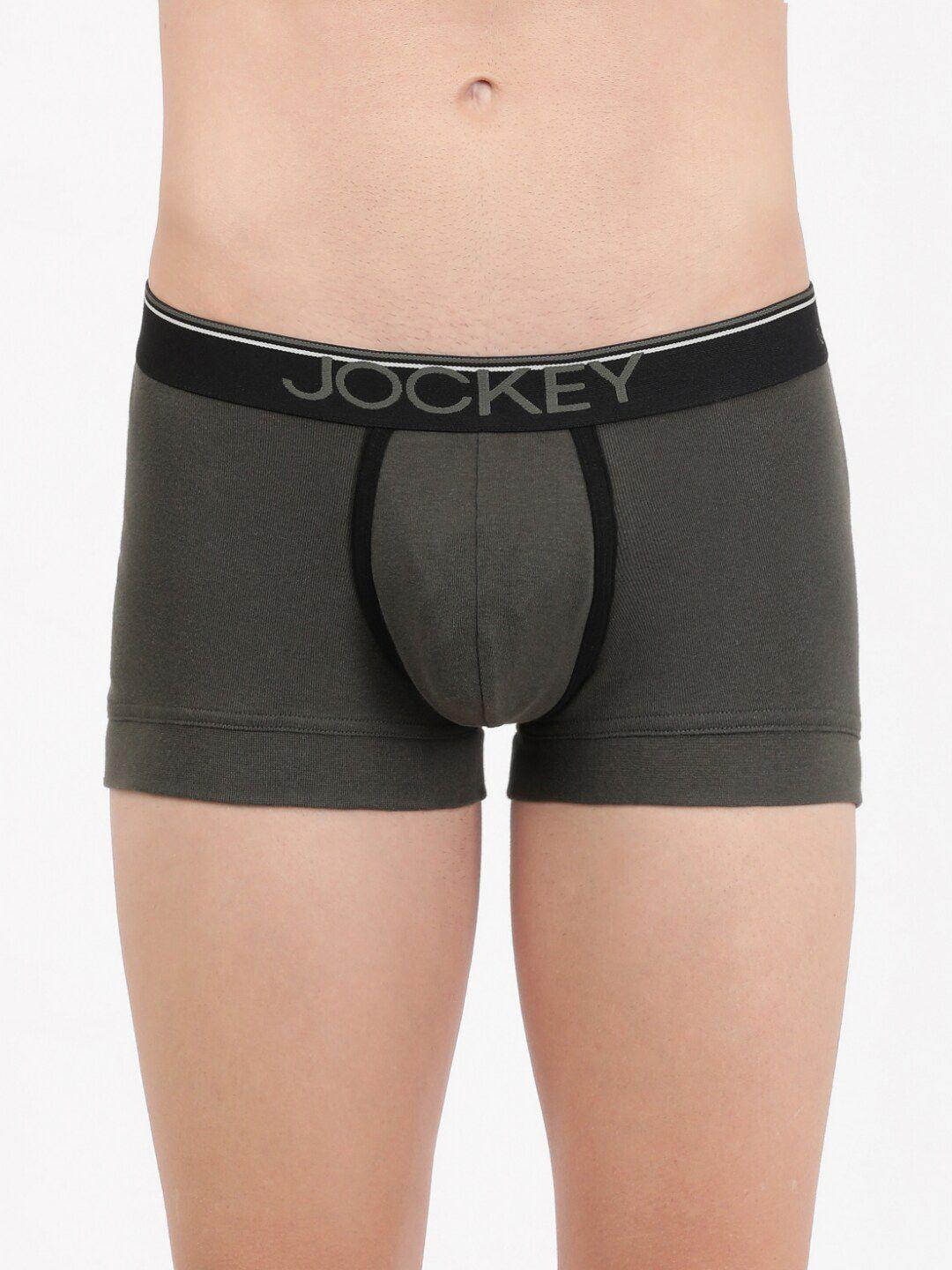 jockey men olive geen solid pure combed cotton trunks 8015-0105-dpolv