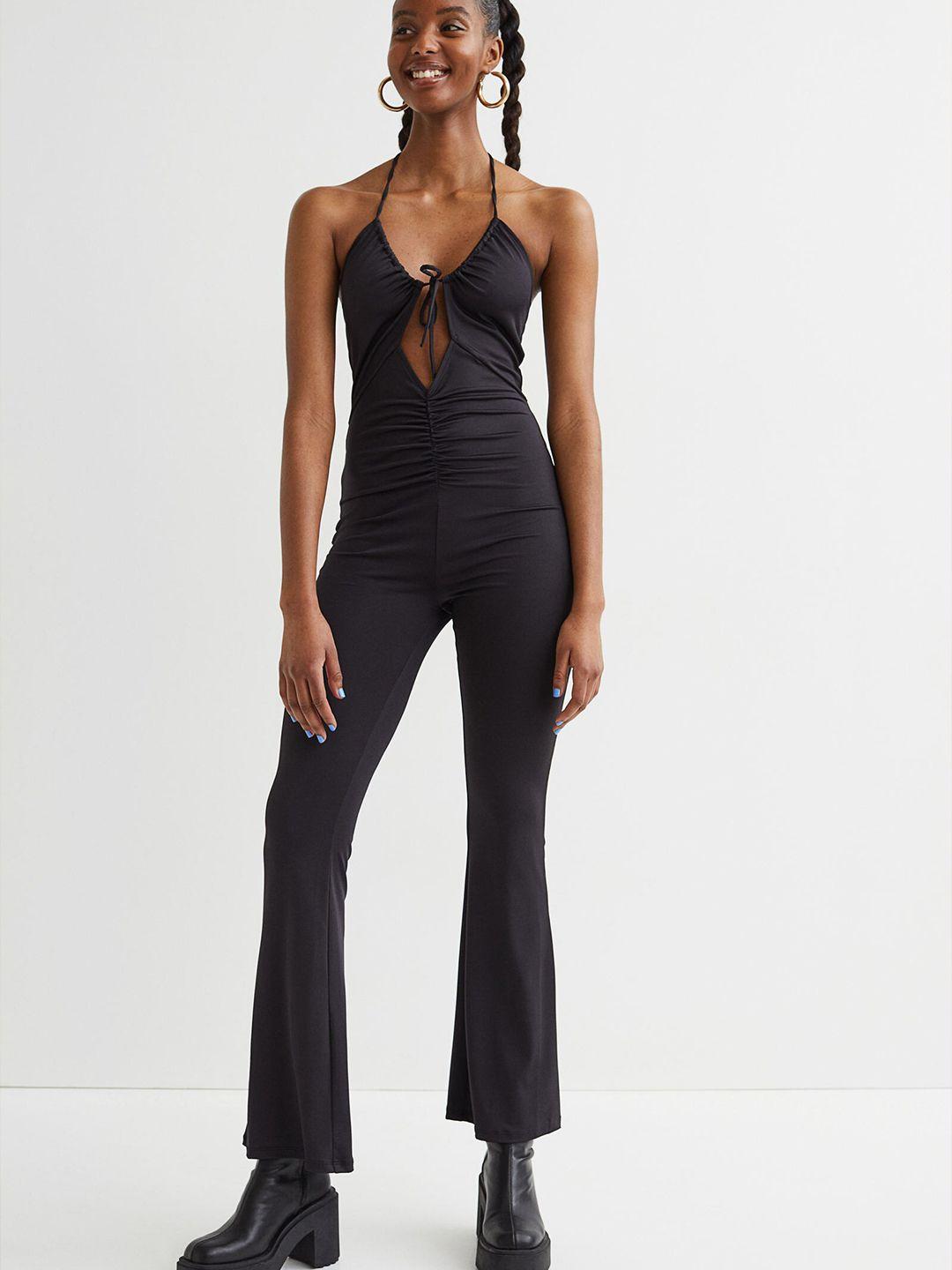 h&m women black halterneck jumpsuit